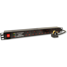 19" Rackmount 1U 6 Way Surge Protected Power bar